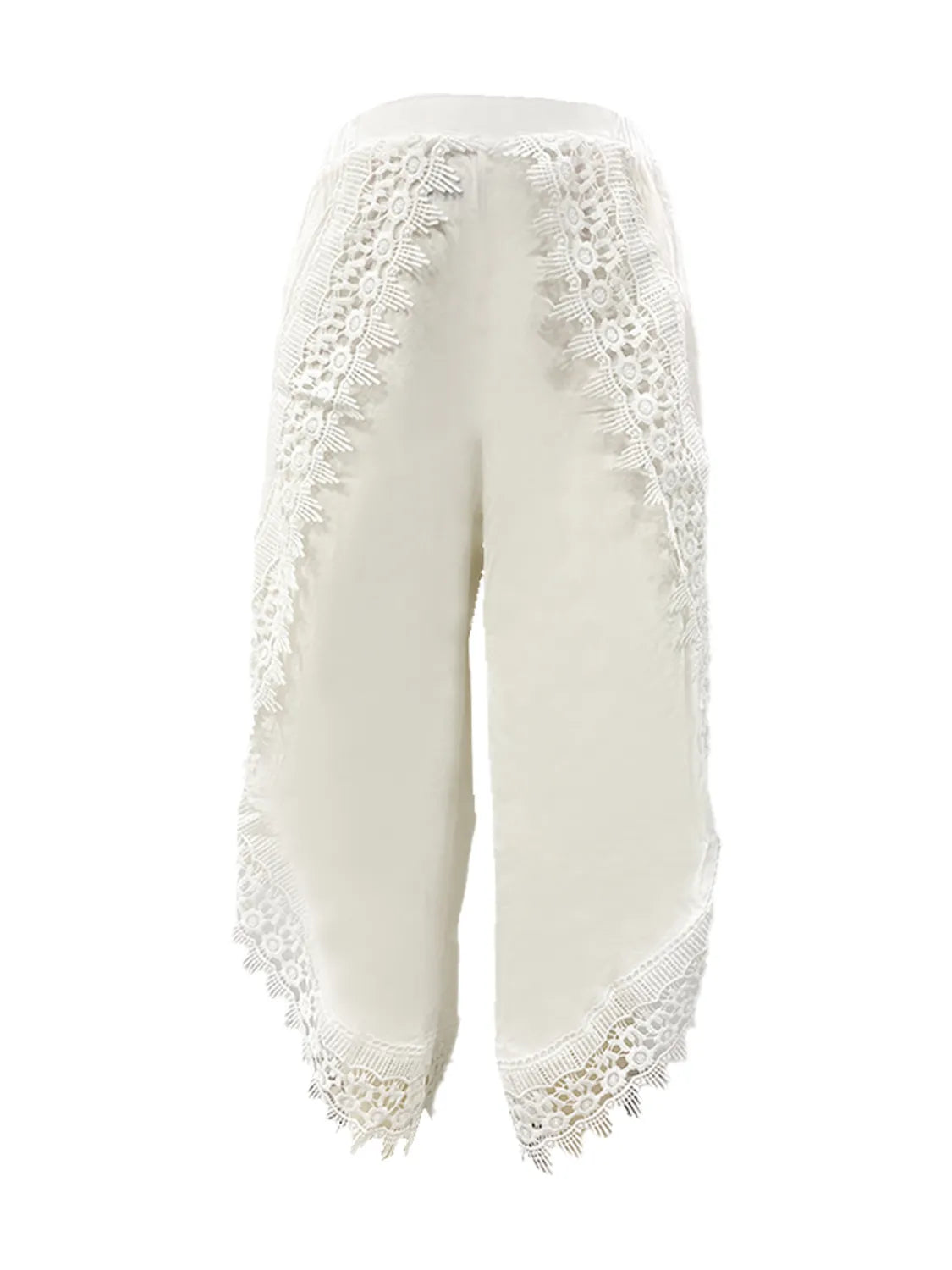 Full Size Lace Detail Wide Leg Pants Plus Size