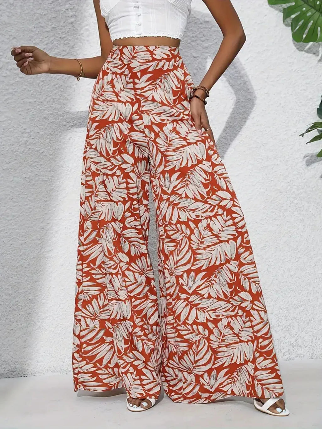 Printed High Waist Wide Leg Pants