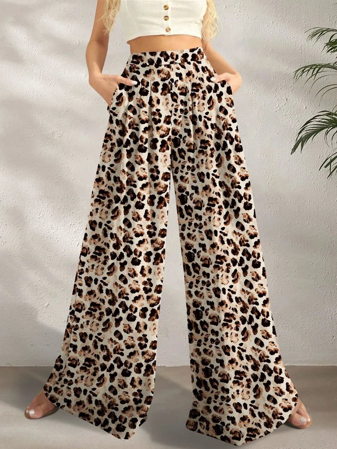 Printed Wide Leg Pants
