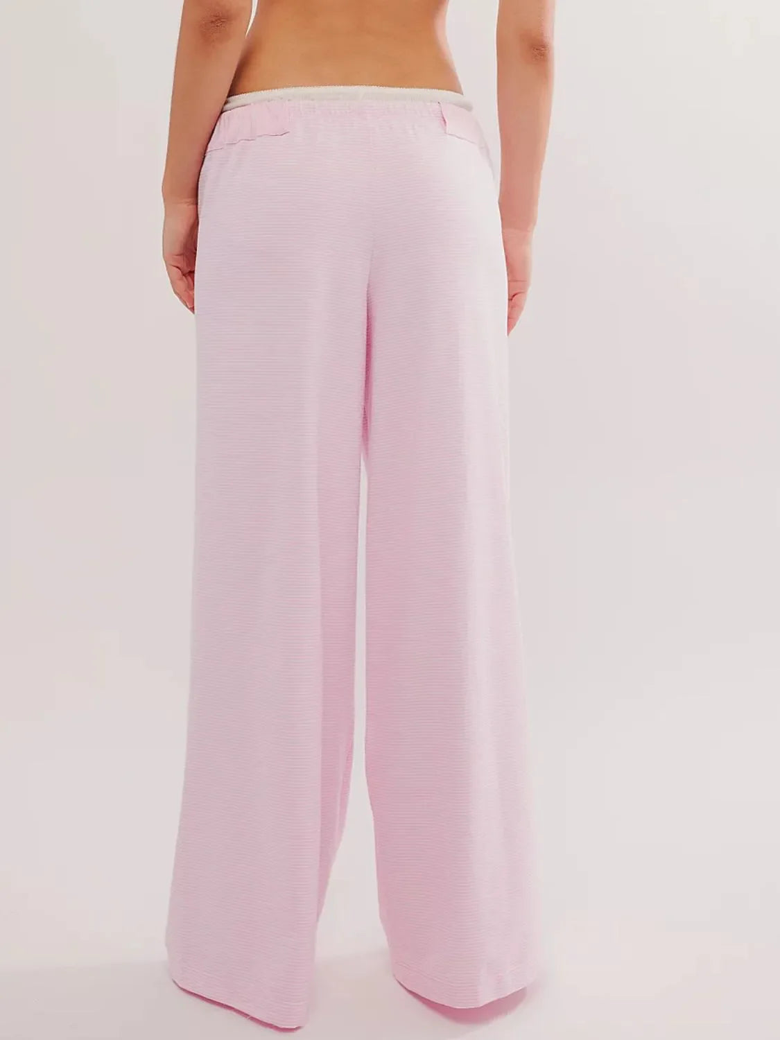 Drawstring Striped Wide Leg Pants