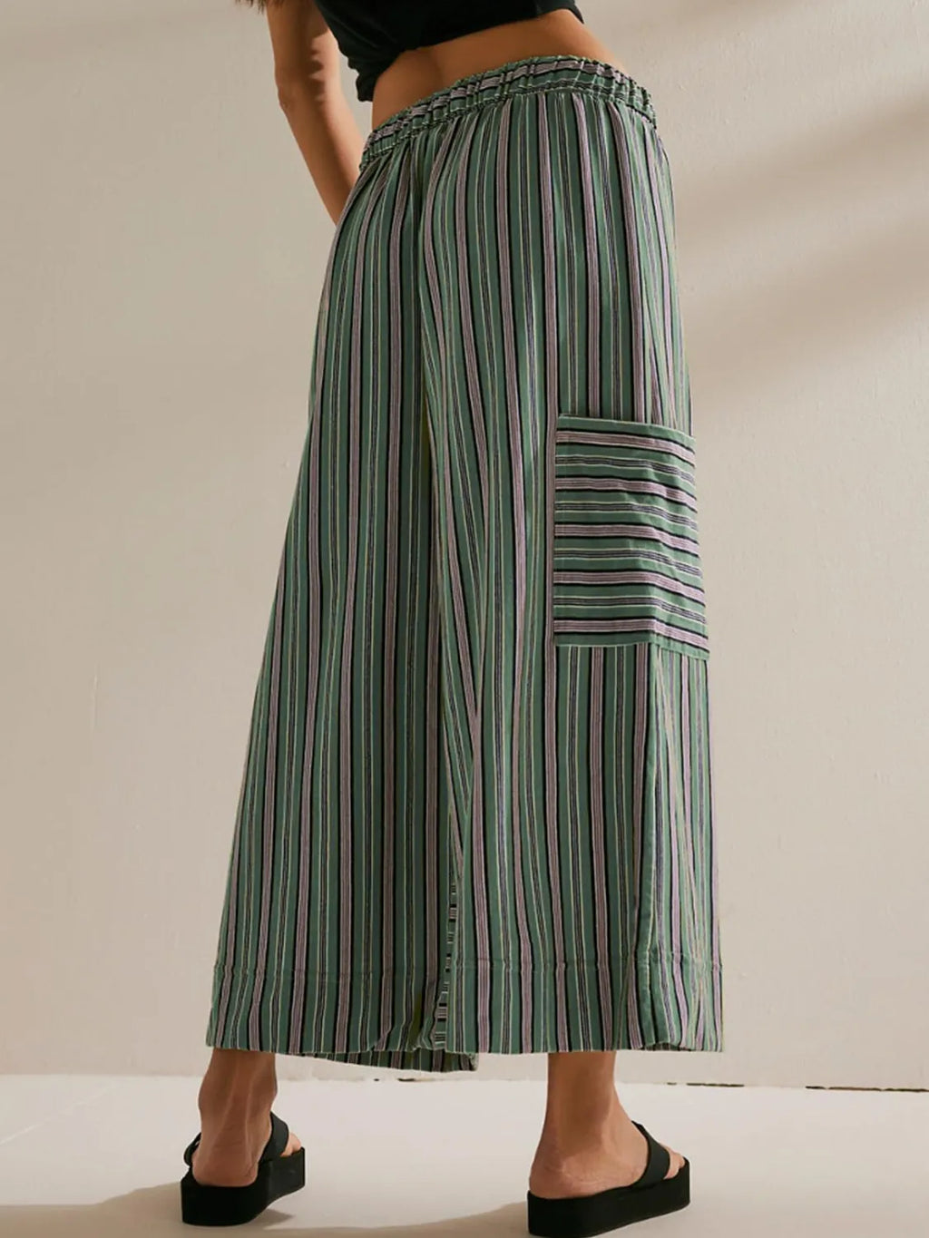 Contrast Striped Wide leg Pants