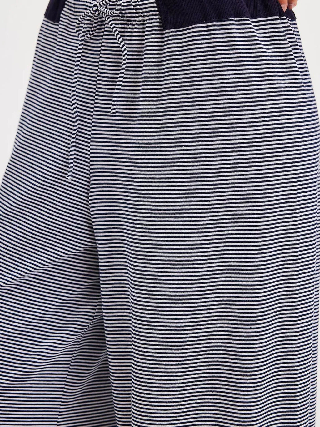 Drawstring Striped Wide Leg Pants
