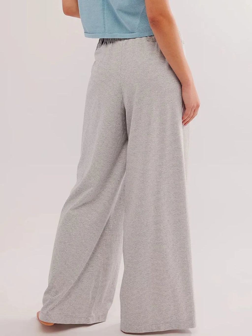 Drawstring Striped Wide Leg Pants