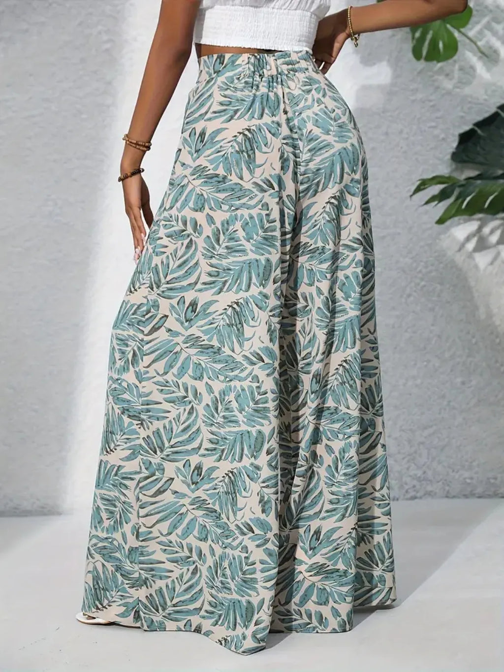 Printed High Waist Wide Leg Pants