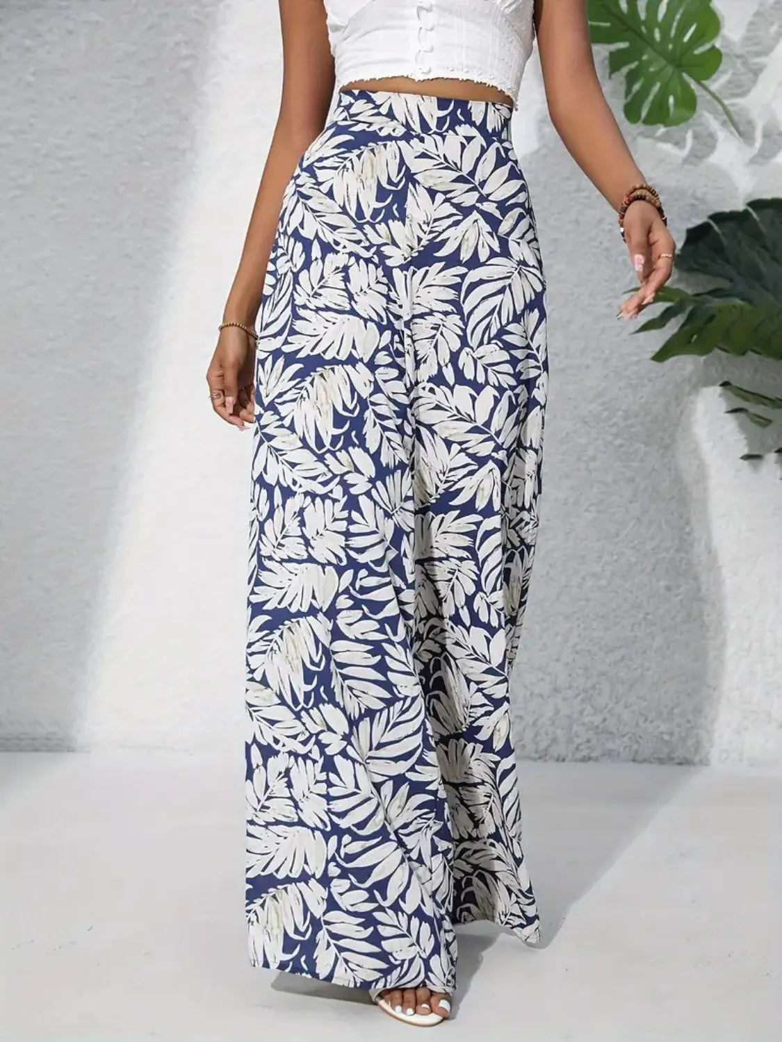 Printed High Waist Wide Leg Pants