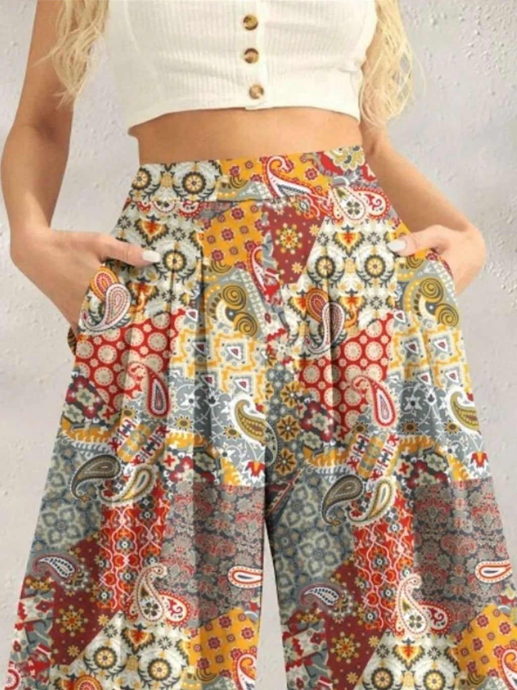 Printed Wide Leg Pants
