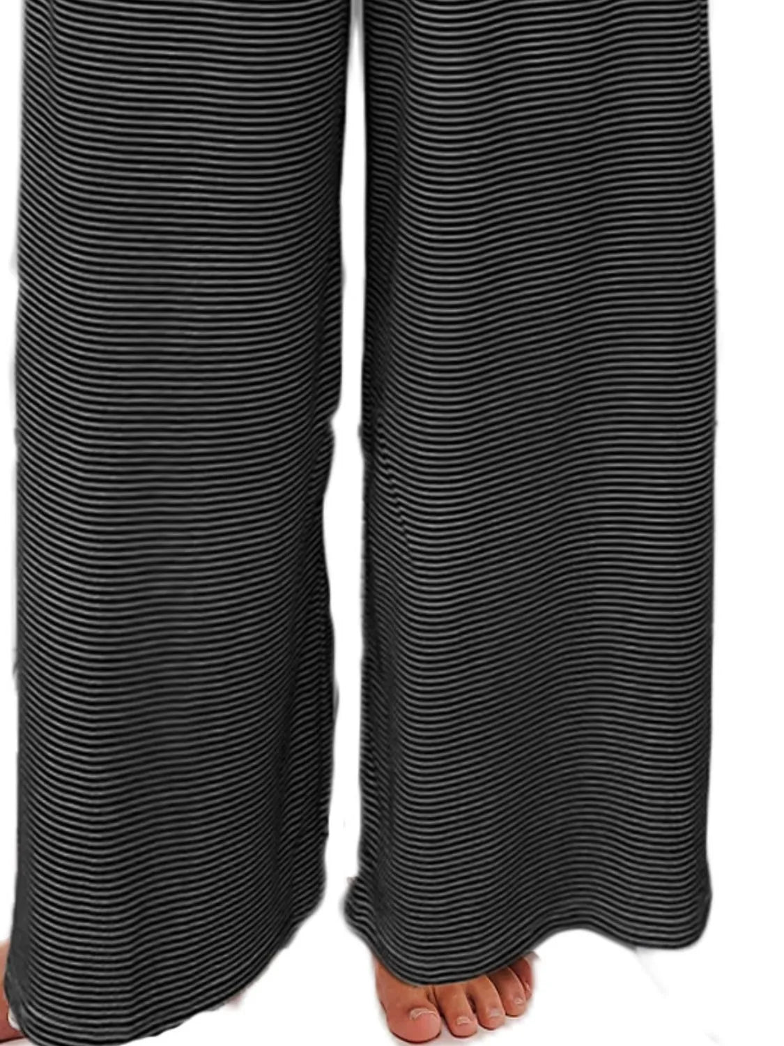 Drawstring Striped Wide Leg Pants