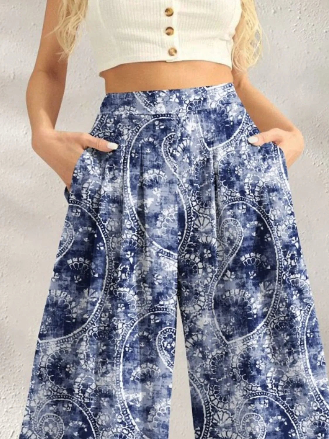Printed Wide Leg Pants