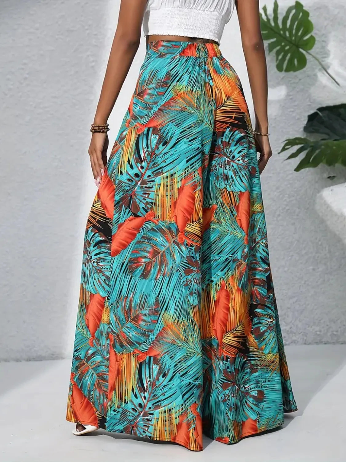 Printed High Waist Wide Leg Pants