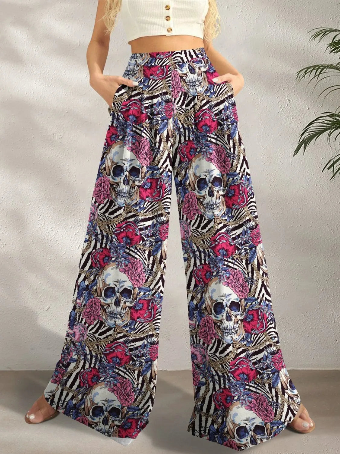 Printed Wide Leg Pants