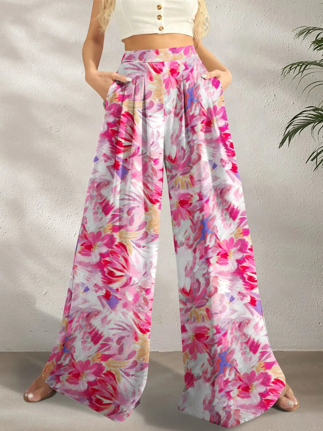 Printed Wide Leg Pants