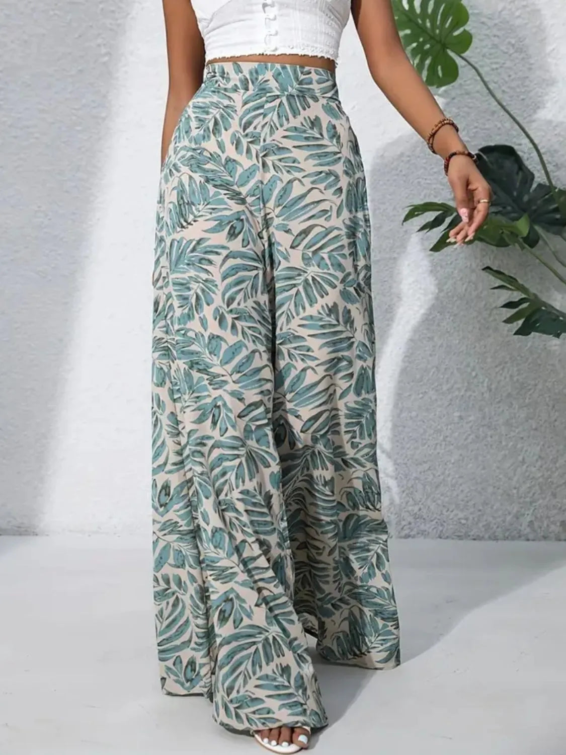 Printed High Waist Wide Leg Pants