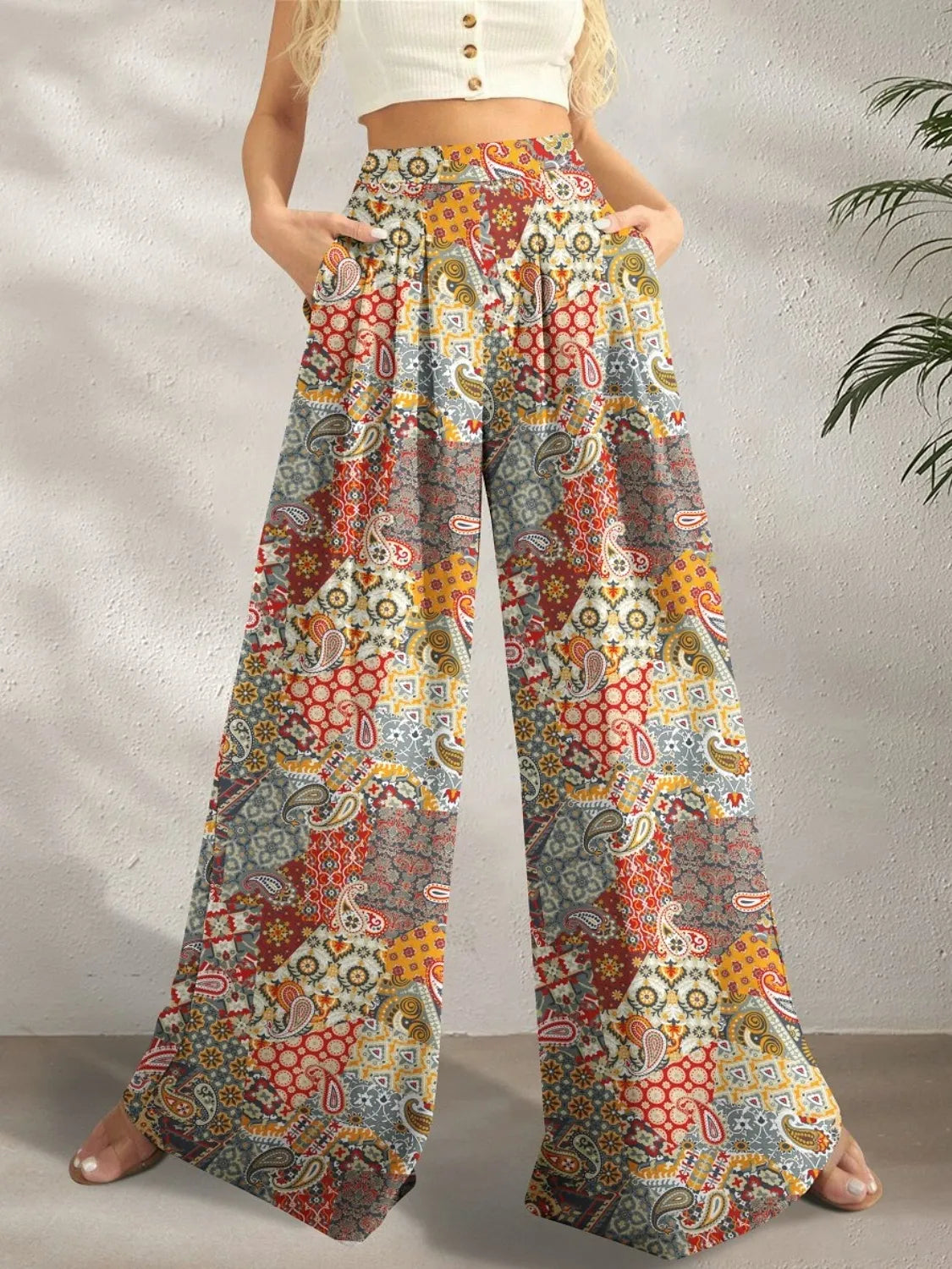 Printed Wide Leg Pants